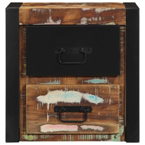  2 db tömör újrahasznosított fa éjjeliszekrények 40x35x40 cm