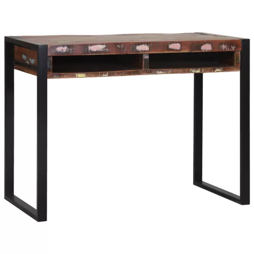  Tükörrel ellátott pipereasztal Többszínes 100x50x75 cm Tömör újrahasznosított fa