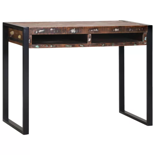  Tükörrel ellátott pipereasztal Többszínes 100x50x75 cm Tömör újrahasznosított fa