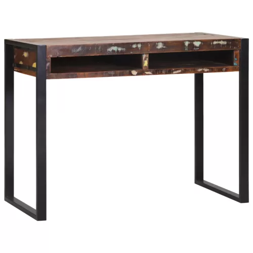  Tükörrel ellátott pipereasztal Többszínes 100x50x75 cm Tömör újrahasznosított fa