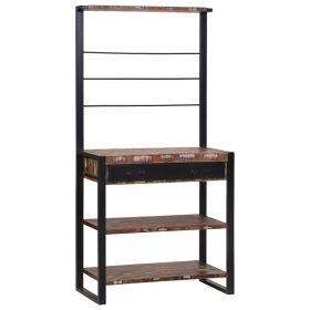    Konyhai Polc Többszínű 80x40x160 cm Szilárd Fa Újrahasznosított