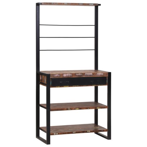  Konyhai Polc Többszínű 80x40x160 cm Szilárd Fa Újrahasznosított