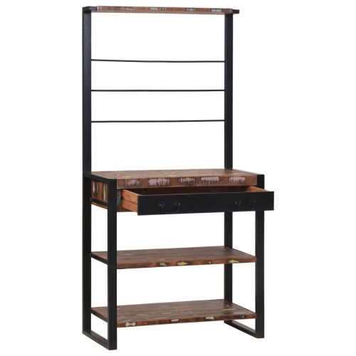  Konyhai Polc Többszínű 80x40x160 cm Szilárd Fa Újrahasznosított