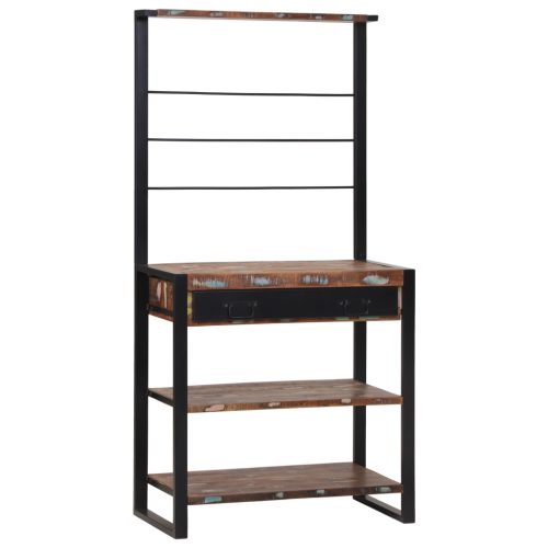  Konyhai Polc Többszínű 80x40x160 cm Szilárd Fa Újrahasznosított