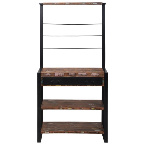  Konyhai Polc Többszínű 80x40x160 cm Szilárd Fa Újrahasznosított