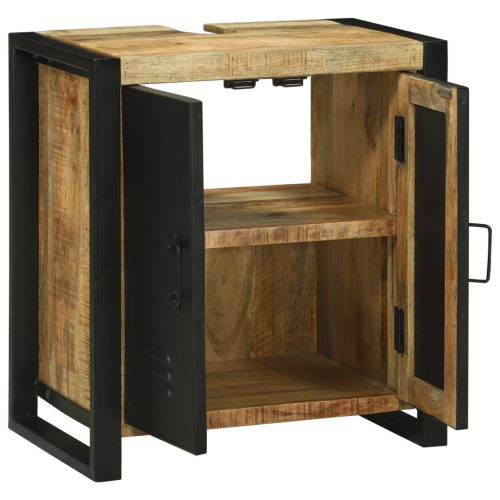  Mosdószekrény 55x35x60 cm Tömör Fa Rusztikus Mangó