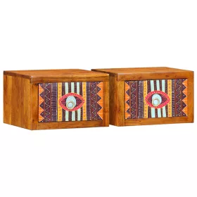  Éjjeli szekrények 2 db 35x30x22 cm Tömör akácfából