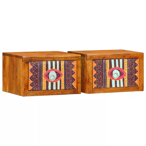  Éjjeli szekrények 2 db 35x30x22 cm Tömör akácfából