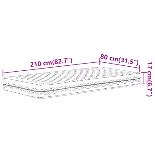  fehér H2/H3 keménységű habmatrac 80 x 210 cm