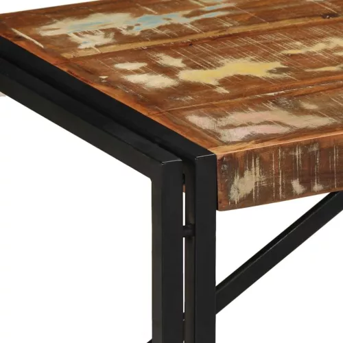  többszínű tömör újrahasznosított fa dohányzóasztal 100x50x35 cm