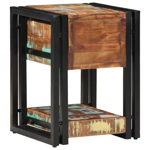  Éjjeli asztal 40x40x40 cm Tömör újrahasznosított fából