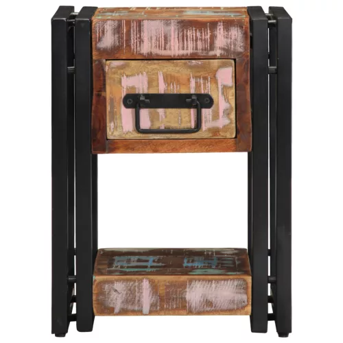  Éjjeli asztal 40x40x40 cm Tömör újrahasznosított fából