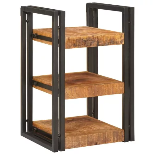  Éjjeli asztal Barna és fekete 38 x 33 x 58 cm Tömör Mangófát