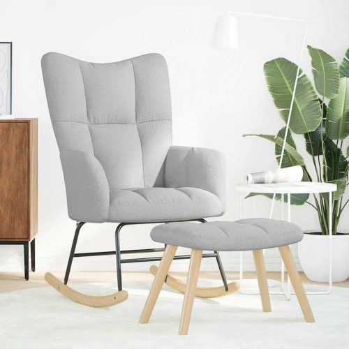  felhőszürke szövet hintaszék zsámollyal