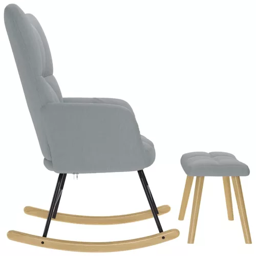  világosszürke szövet hintaszék lábtartóval