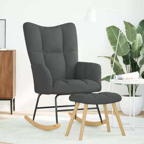  sötétszürke szövet hintaszék lábtartóval