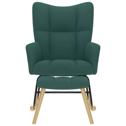  sötétzöld szövet hintaszék lábtartóval