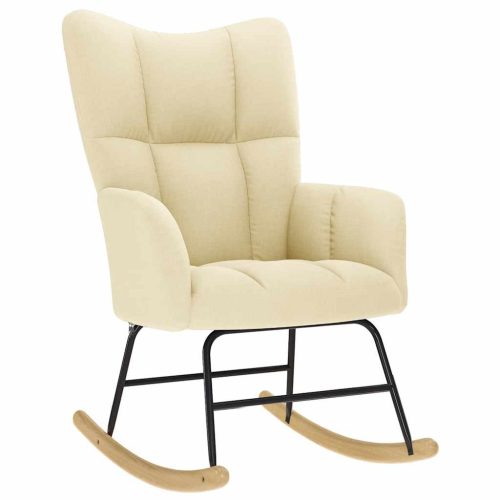  krémszínű szövet hintaszék lábtartóval