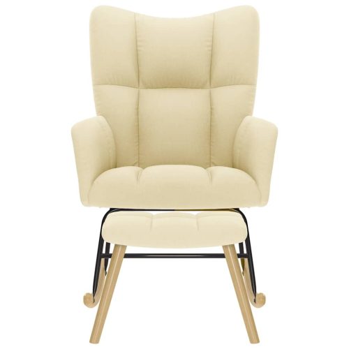  krémszínű szövet hintaszék lábtartóval