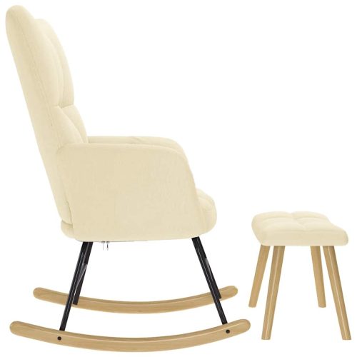  krémszínű szövet hintaszék lábtartóval