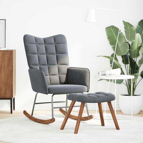  sötétszürke bársony hintaszék lábtartóval