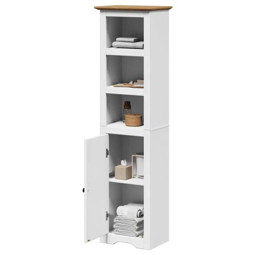  Fürdőszobaszekrény BODO" Fehér és barna 44x30x160 cm"