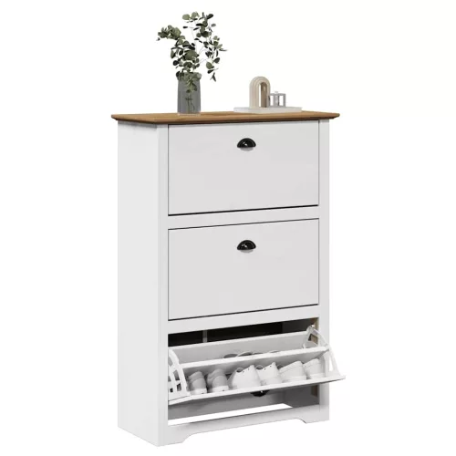  cipőállvány BODO" Fehér és barna 80x35x118 cm"