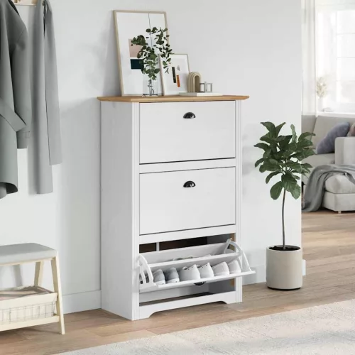  cipőállvány BODO" Fehér és barna 80x35x118 cm"