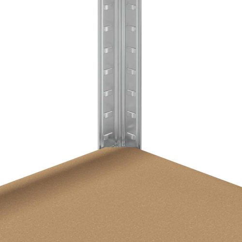  4 szintes ezüstszínű acél és szerelt fa tárolópolc