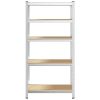  5 szintes ezüstszínű acél és szerelt fa tárolópolc