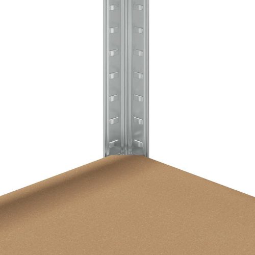  5 szintes ezüstszínű acél és szerelt fa tárolópolc