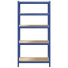  5 szintes kék acél és szerelt fa tárolópolc