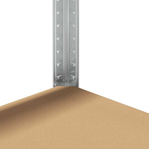  5 szintes ezüstszínű acél és szerelt fa nagy teherbírású polc