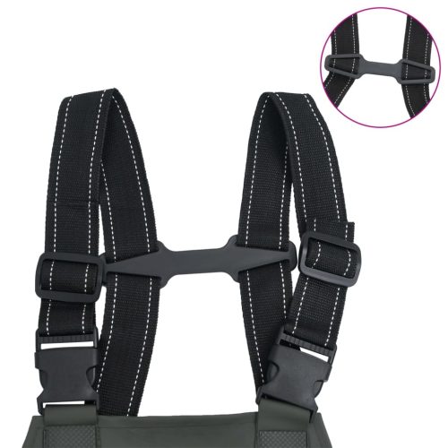  sötétzöld mellkasig érő gázlóruha csizmával 40-es