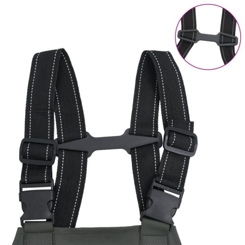  sötétzöld mellkasig érő gázlóruha csizmával 43-as