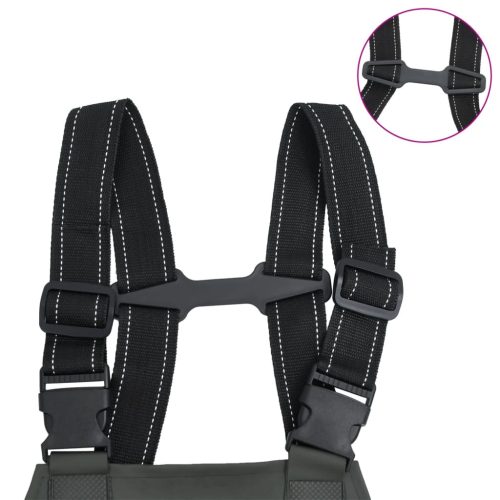  sötétzöld mellkasig érő gázlóruha csizmával 44-es