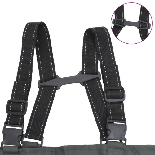  sötétzöld mellkasig érő gázlóruha csizmával és övvel 39-es