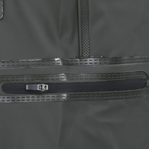  sötétzöld mellkasig érő gázlóruha csizmával és övvel 39-es