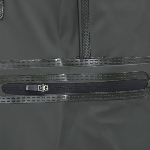  sötétzöld mellkasig érő gázlóruha csizmával és övvel 42-es