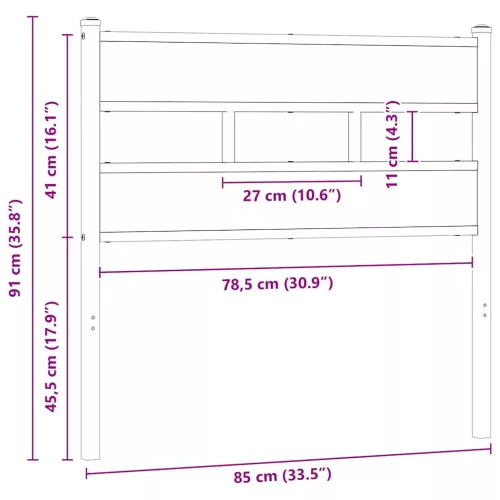 füstös tölgy színű szerelt fa és vas csere fejtámla 80 cm