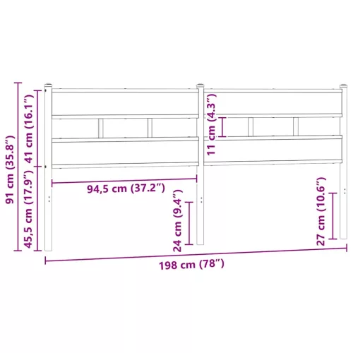  füstös tölgy színű szerelt fa és vas csere fejtámla 193 cm