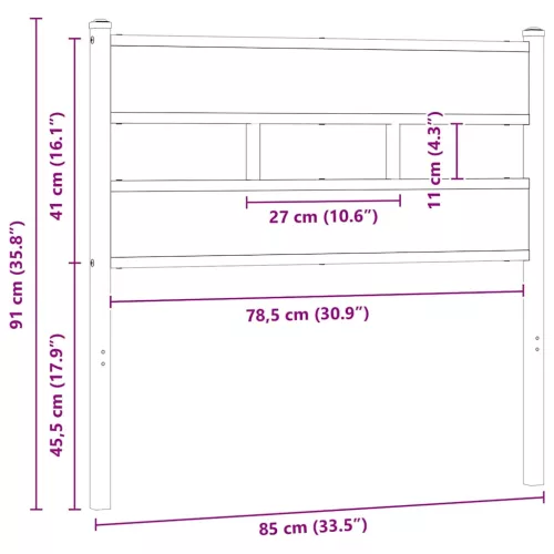  sonoma tölgy színű szerelt fa és vas csere fejtámla 80 cm