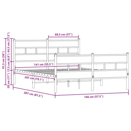  ágykeret fejtámlával és lábtámasszal matrac nélkül 140 x 200 cm