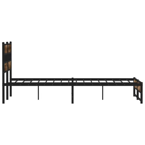  füstös tölgy színű fém ágykeret matrac nélkül 160 x 200 cm