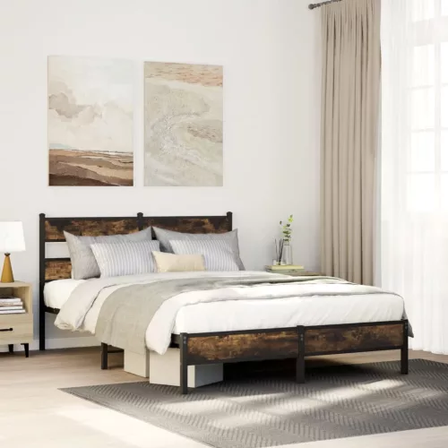  füstös tölgy színű szerelt fa ágykeret matrac nélkül 75x190 cm