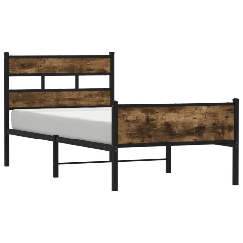  füstös tölgy színű szerelt fa ágykeret matrac nélkül 75x190 cm