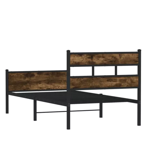 füstös tölgy színű szerelt fa ágykeret matrac nélkül 75x190 cm