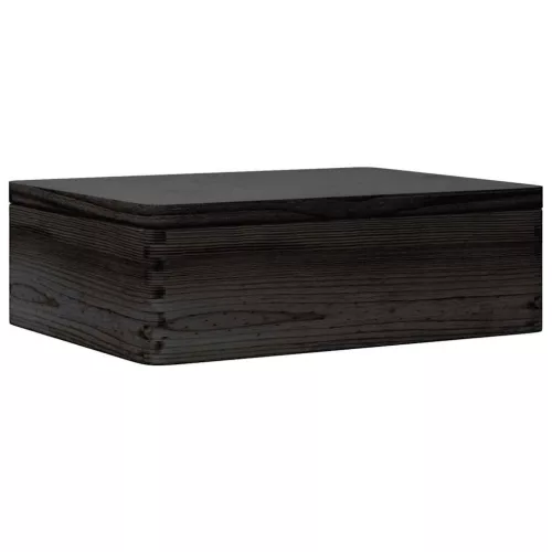  Fa doboz tetővel Fekete 40x30x13 cm tömör fa fenyő
