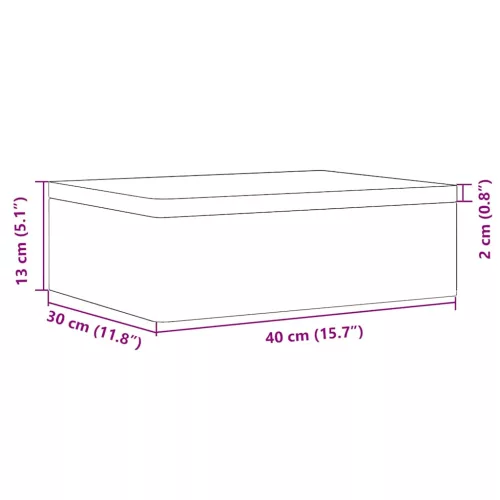  Fa doboz tetővel Fekete 40x30x13 cm tömör fa fenyő