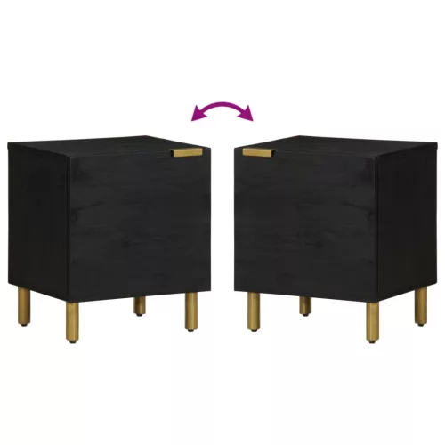  fekete tömör mangófa éjjeliszekrény 40 x 33 x 46 cm